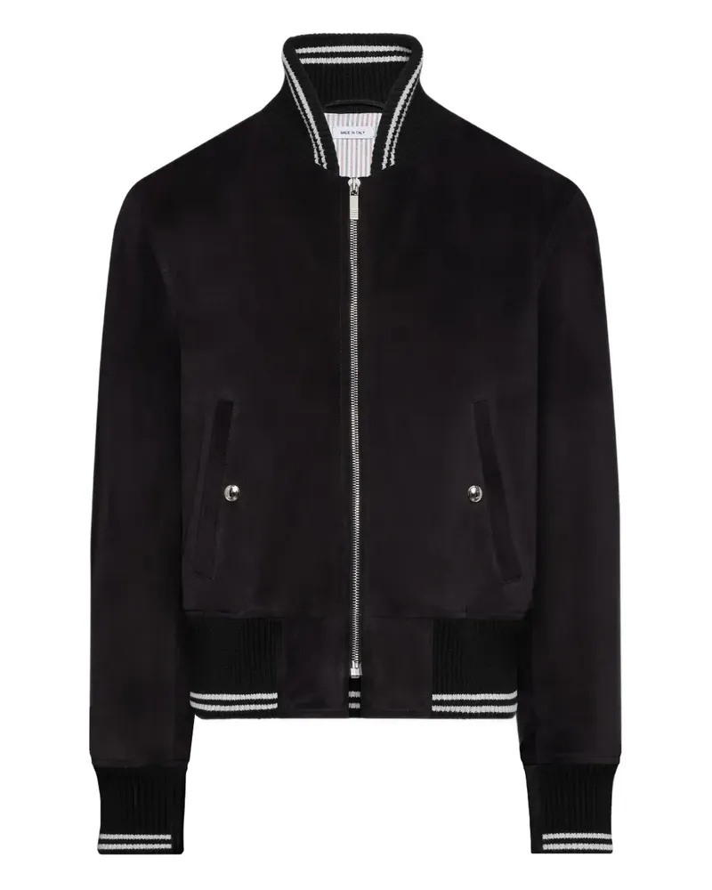 Thom Browne Gerippte Bomberjacke aus Wildleder - Schwarz Schwarz