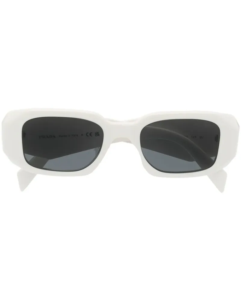 Prada Sonnenbrille mit eckigem Gestell - Weiß Weiß