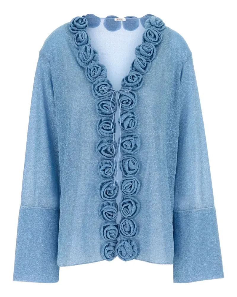 Oséree Lurex-Cardigan mit Rosendetail - Blau Blau