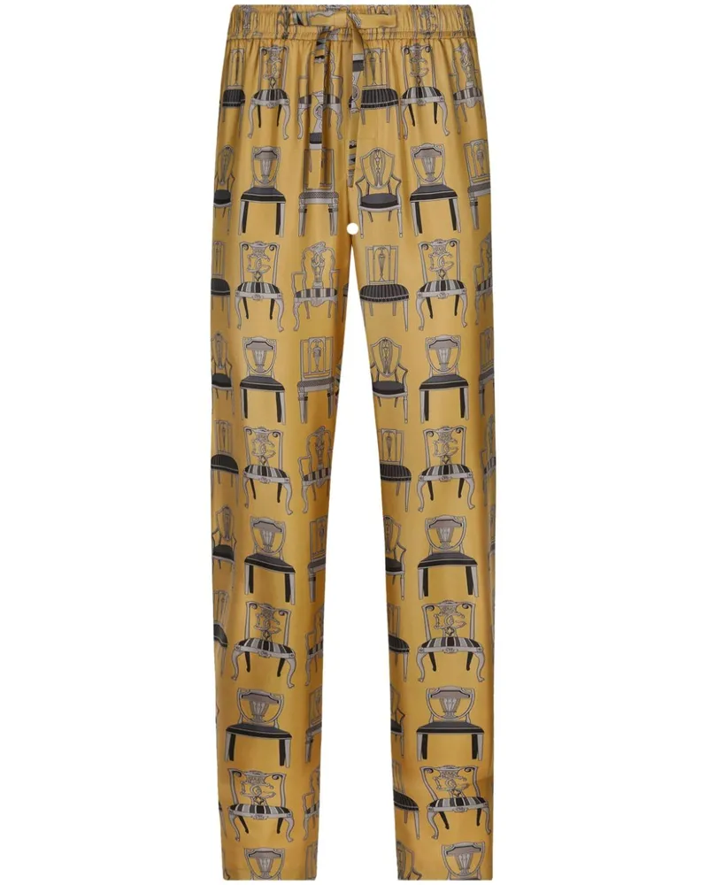 Dolce & Gabbana Lounge-Hose aus Seide - Gelb Gelb