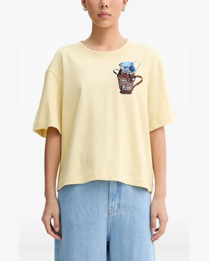 MUNTHE Nuri T-Shirt mit Stickerei - Gelb Gelb
