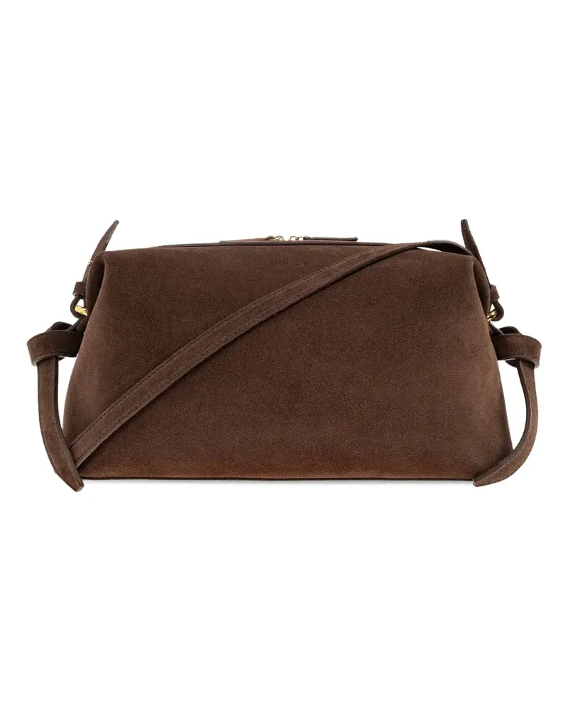 YUZEFI Brioche Schultertasche aus Wildleder mit Knoten - Braun Braun