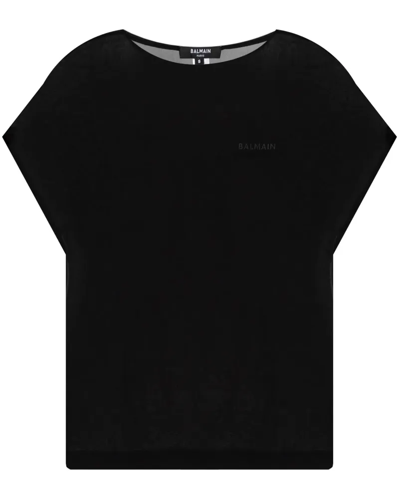 Balmain T-Shirt mit Logo-Stickerei - Schwarz Schwarz