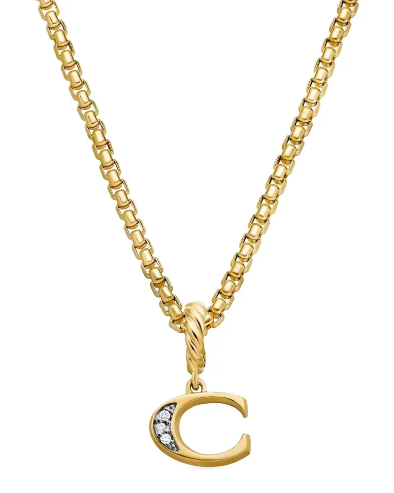 David Yurman 18kt Pavé Initial Gelbgoldanhänger mit Diamant Gold