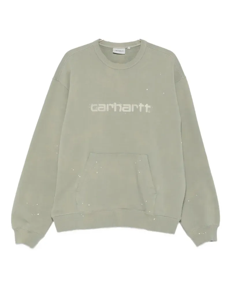 Carhartt WIP logo-print paint-splatter sweatshirt - Grün Grün