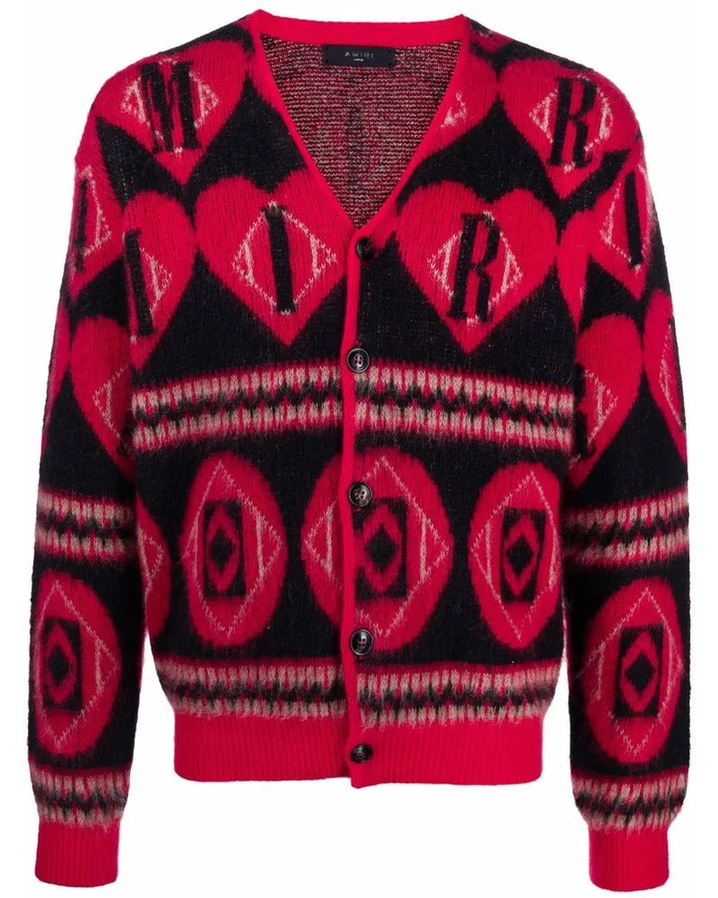 Amiri Intarsien-Cardigan mit Logo - Rot Rot