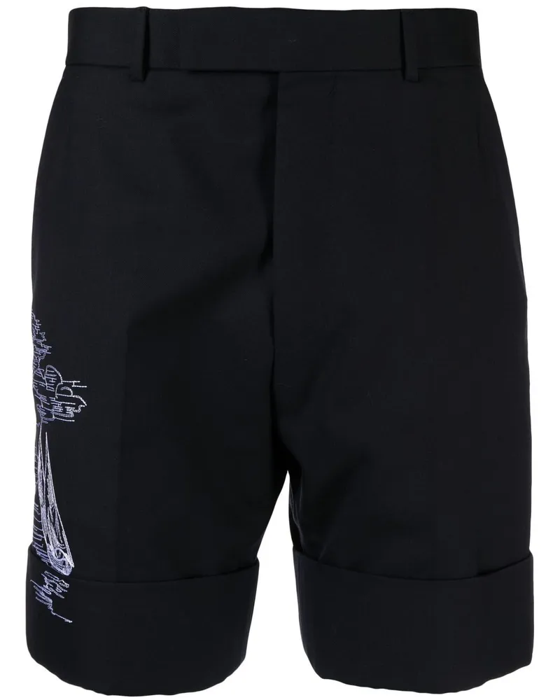 Thom Browne Bestickte Shorts Blau