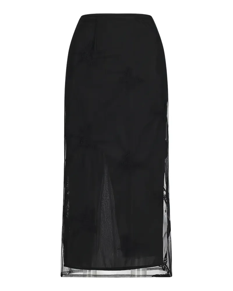 Blumarine butterfly embroidered midi skirt - Schwarz Schwarz
