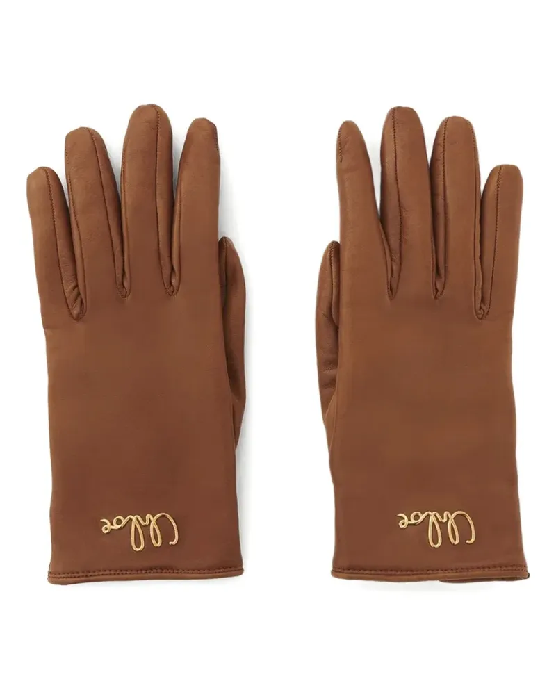 Chloé Iconic Handschuhe mit Logo - Braun Braun