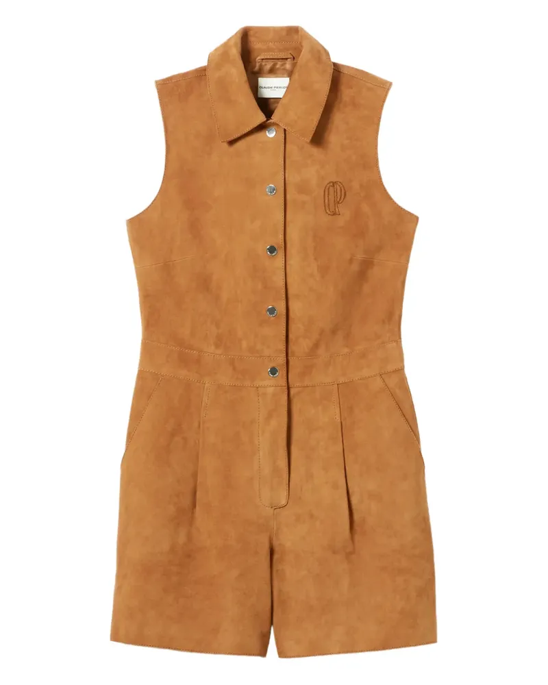 Claudie Pierlot Bestickter Jumpsuit mit Kragen - Braun Braun