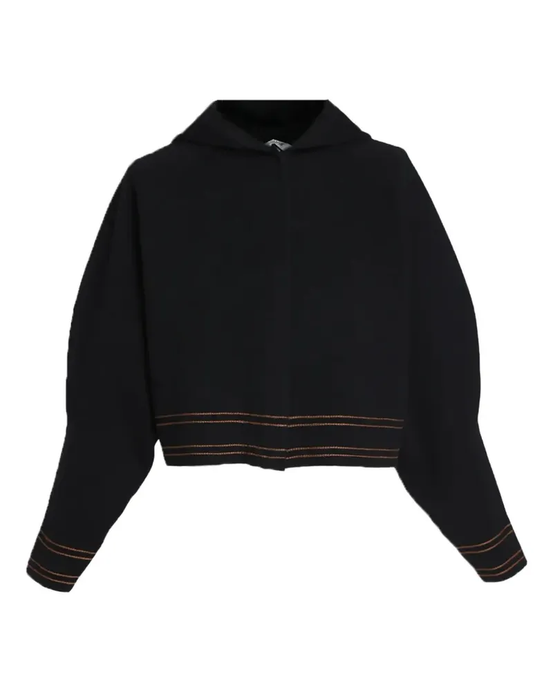 Max Mara contrast-stitch hooded cardigan - Schwarz Schwarz