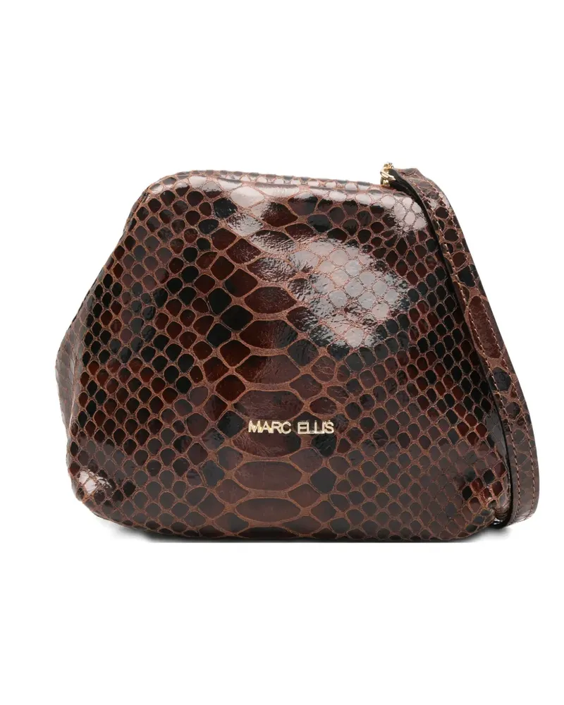 MARC ELLIS Arlena S Py logo-lettering clutch - Braun Braun