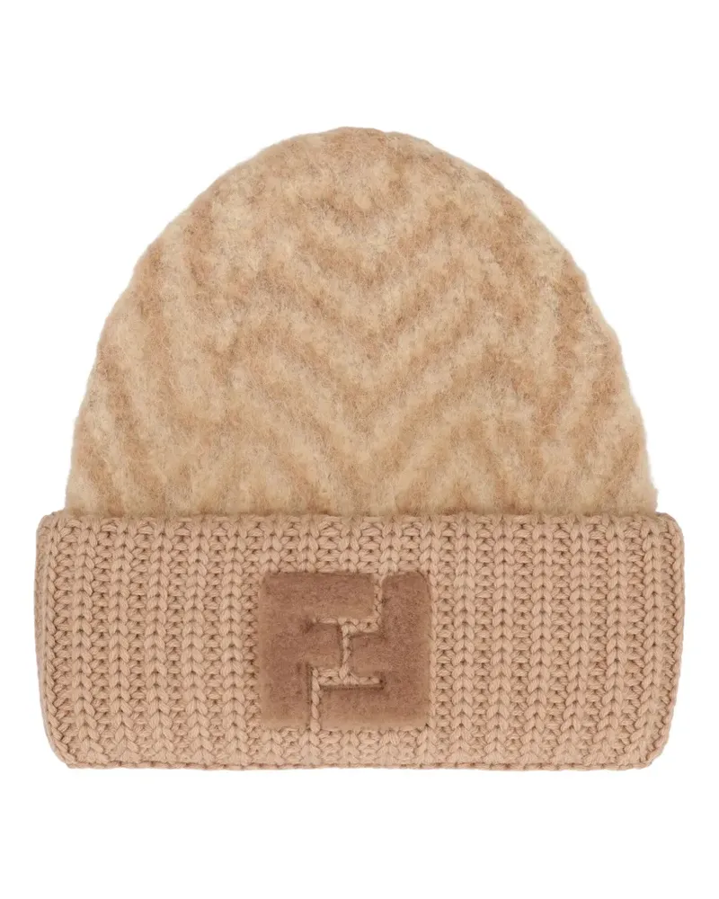 Fendi chevron FF beanie - Nude Nude