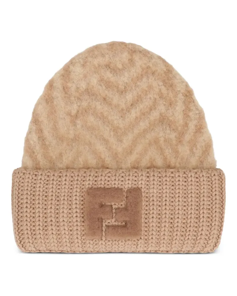 Fendi Beanie mit Zickzackmuster - Nude Nude