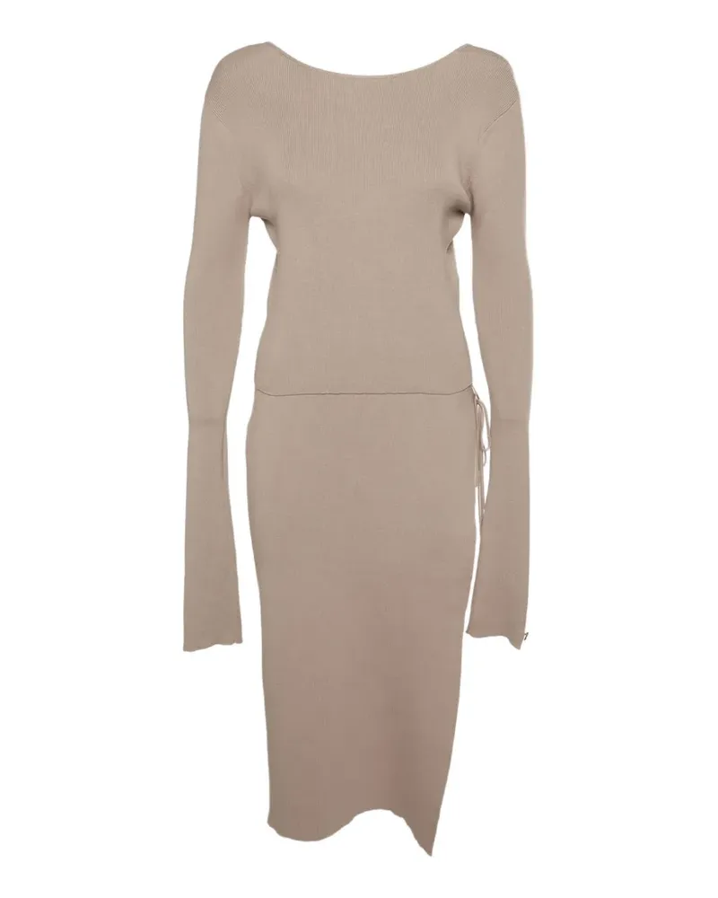 Magda Butrym knitted tie-up top and midi skirt set - Nude Nude