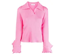 Geripptes Poloshirt - Rosa
