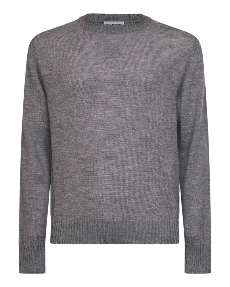 Jil Sander monogram-embroidered crew-neck sweater - Grau Grau