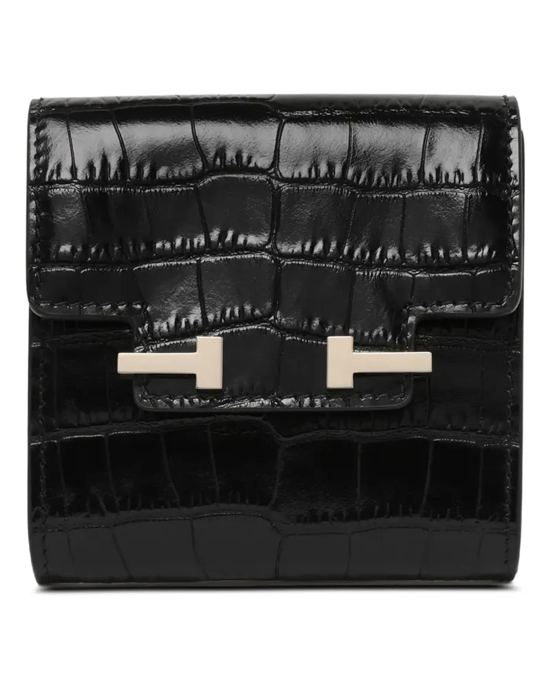 Tom Ford T-logo croc-effect leather wallet - Schwarz Schwarz