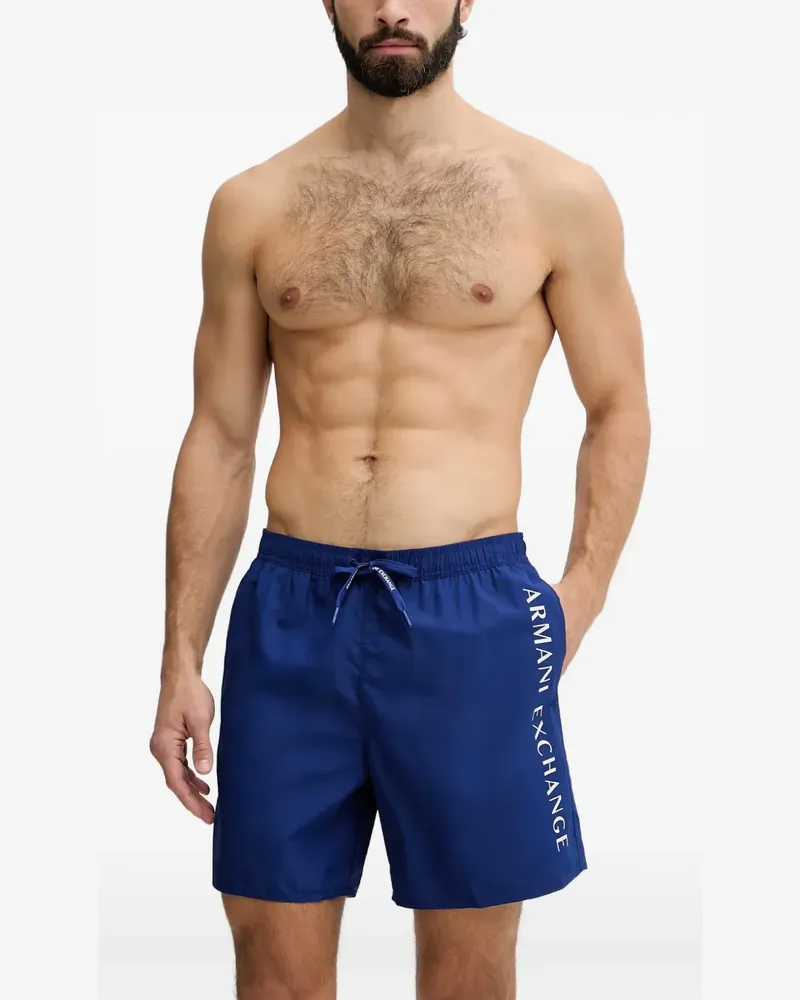 Armani Exchange logo-print drawstring swim shorts - Blau Blau