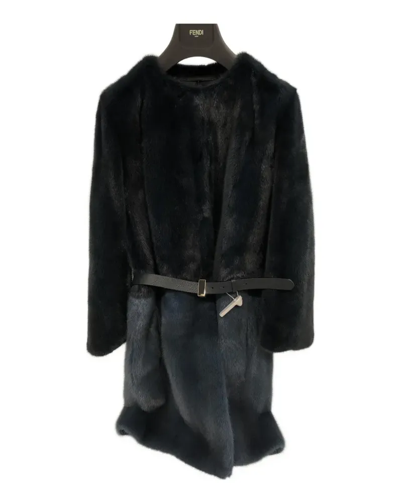 Fendi belted faux-fur coat - Blau Blau