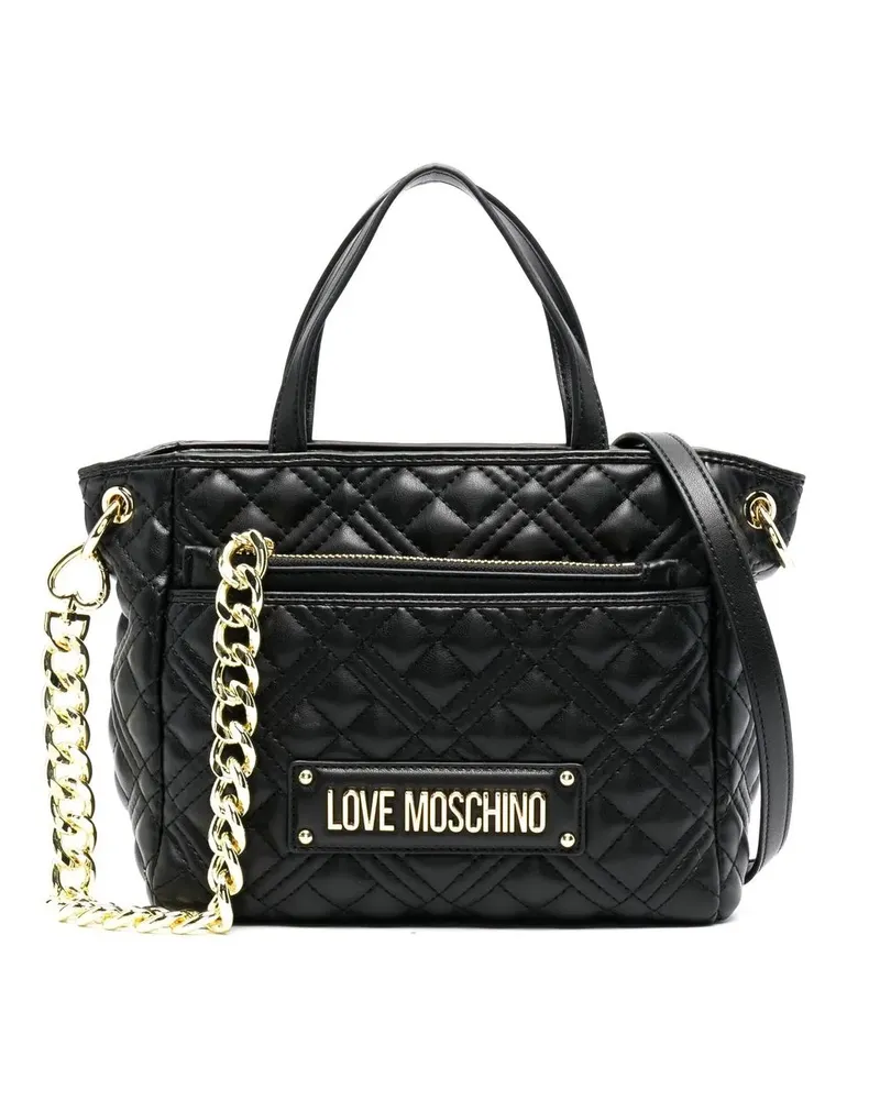 Moschino Tote Bag mit Logo-Schild - Schwarz Schwarz