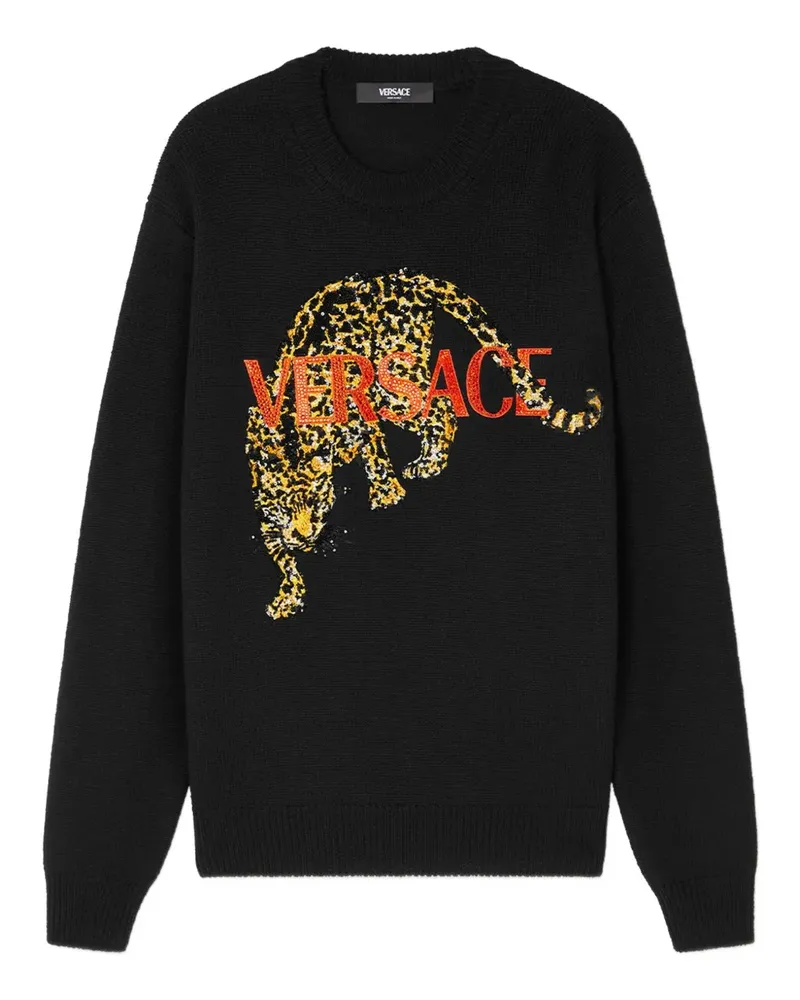 Versace Pullover mit Jaguar-Detail - Schwarz Schwarz