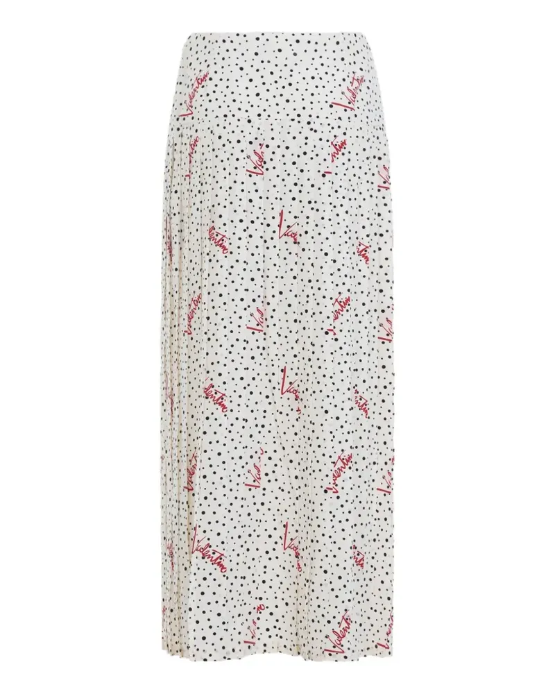 Valentino Garavani polka-dot logo-print maxi skirt - Nude Nude