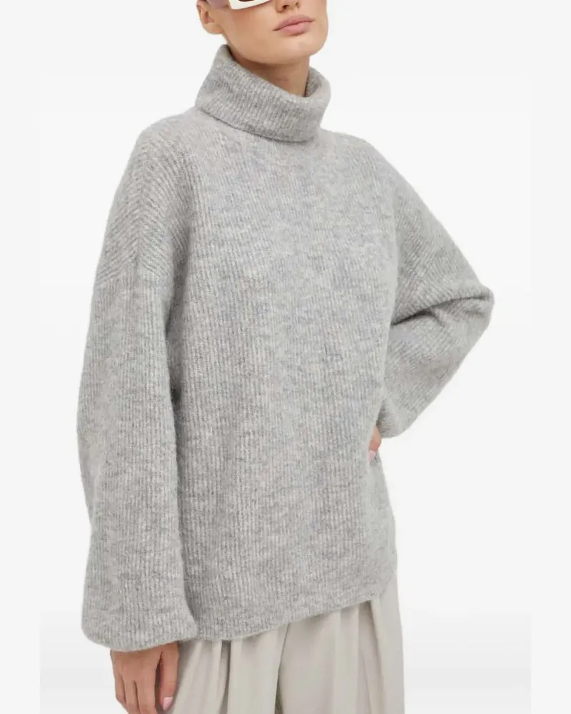 Gestuz Gerippter Strickpullover - Grau Grau