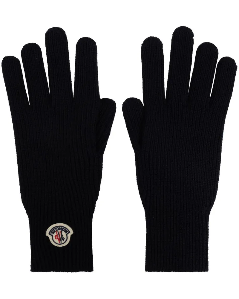 Moncler Handschuhe mit Logo-Patch - Blau Blau