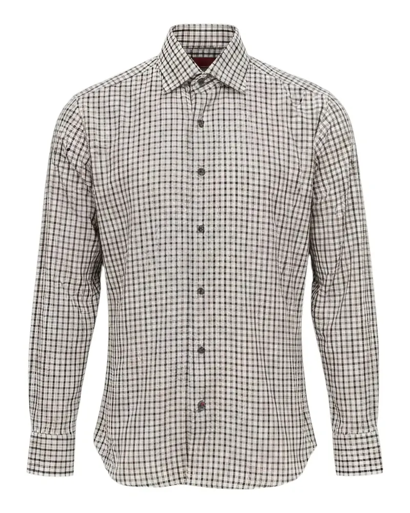 Isaia check-pattern long-sleeve shirt - Nude Nude