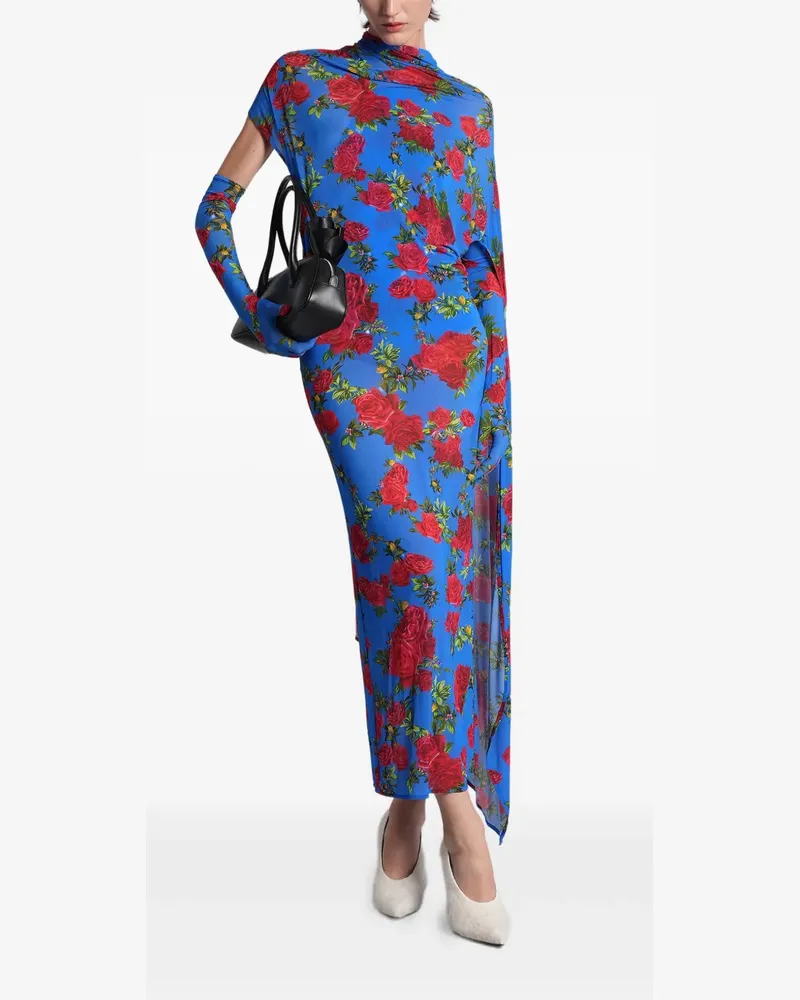 Magda Butrym floral-print draped dress - Blau Blau