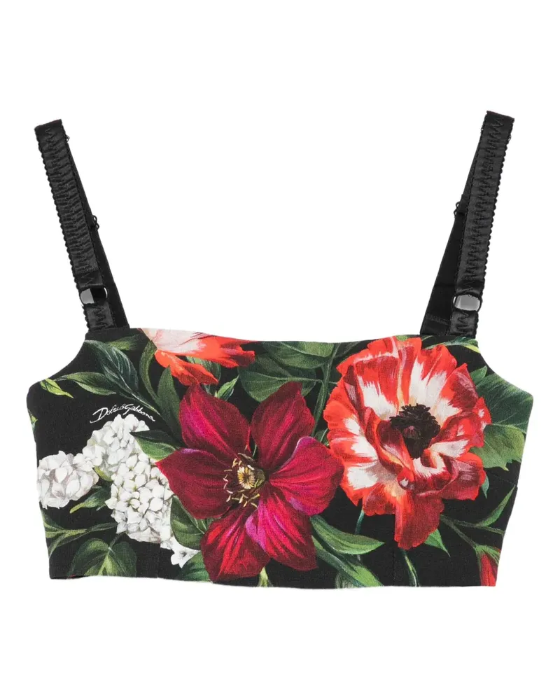 Dolce & Gabbana Top mit Blumen-Print - Schwarz Schwarz