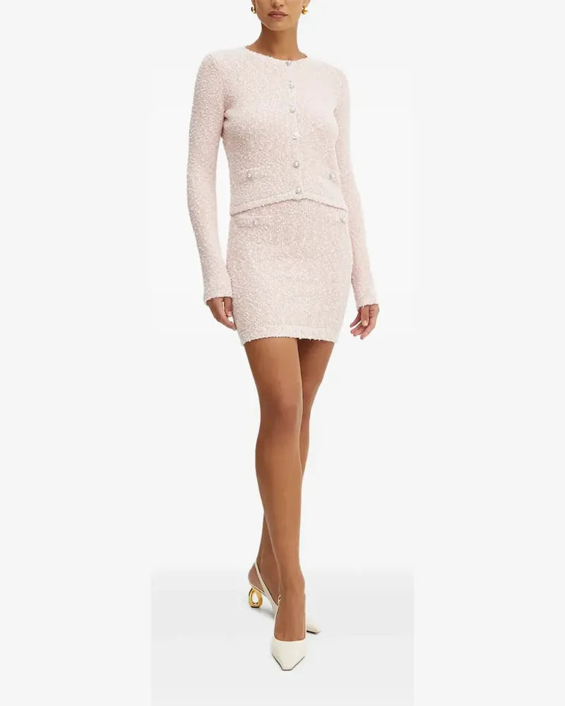 Guess Bouclé-Cardigan mit Kunstperlen - Rosa Rosa