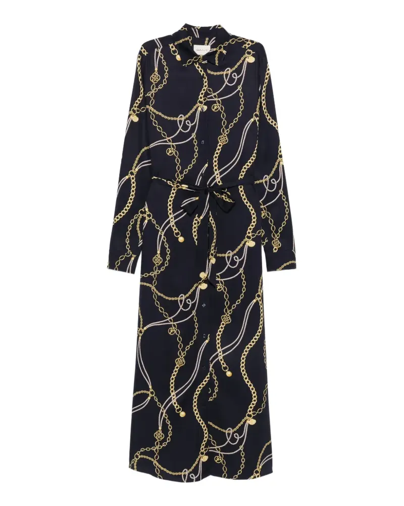 Gant chain-print belted shirt midi dress - Blau Blau