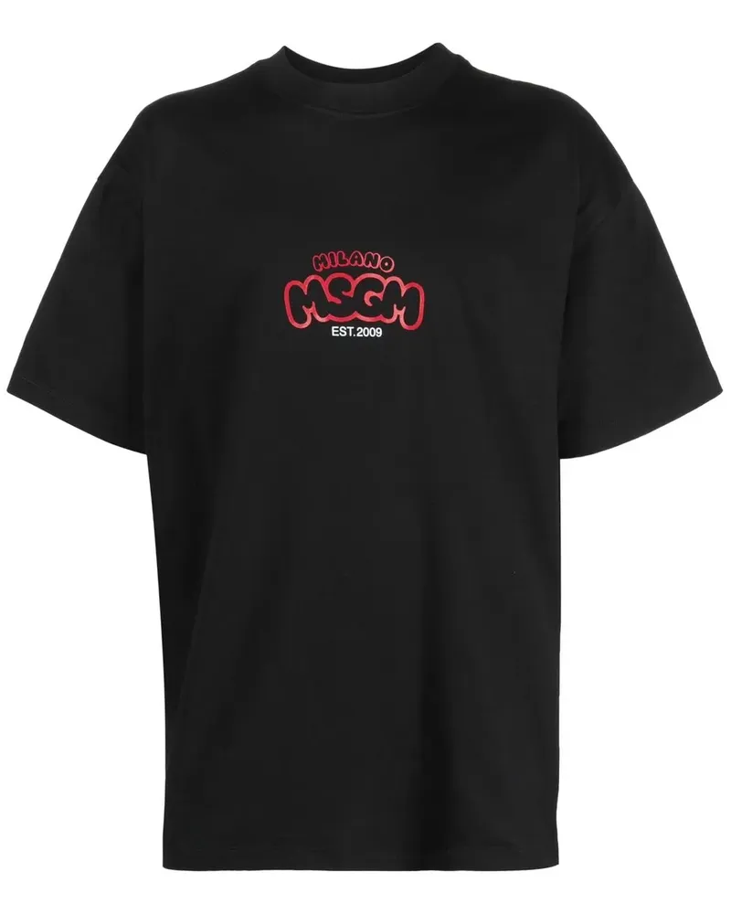 MSGM T-Shirt mit grafischem Print - Schwarz Schwarz