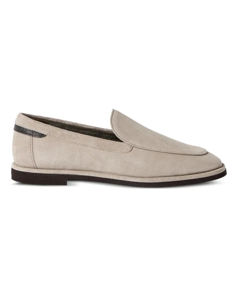 Brunello Cucinelli Loafer aus Wildleder mit glänzenden Details - Nude Nude