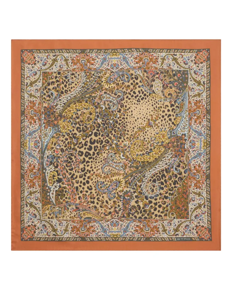 Etro paisley-animal motif scarf - Nude Nude