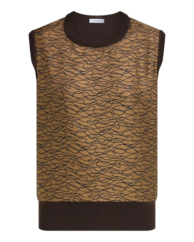 Ferragamo Strickoberteil mit Seideneinsatz - Braun Braun