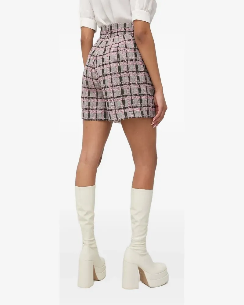 Custommade Karierte Shorts mit Perlen - Grau Grau