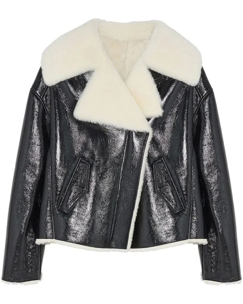 Yves Salomon Bikerjacke mit Shearling-Futter - Schwarz Schwarz