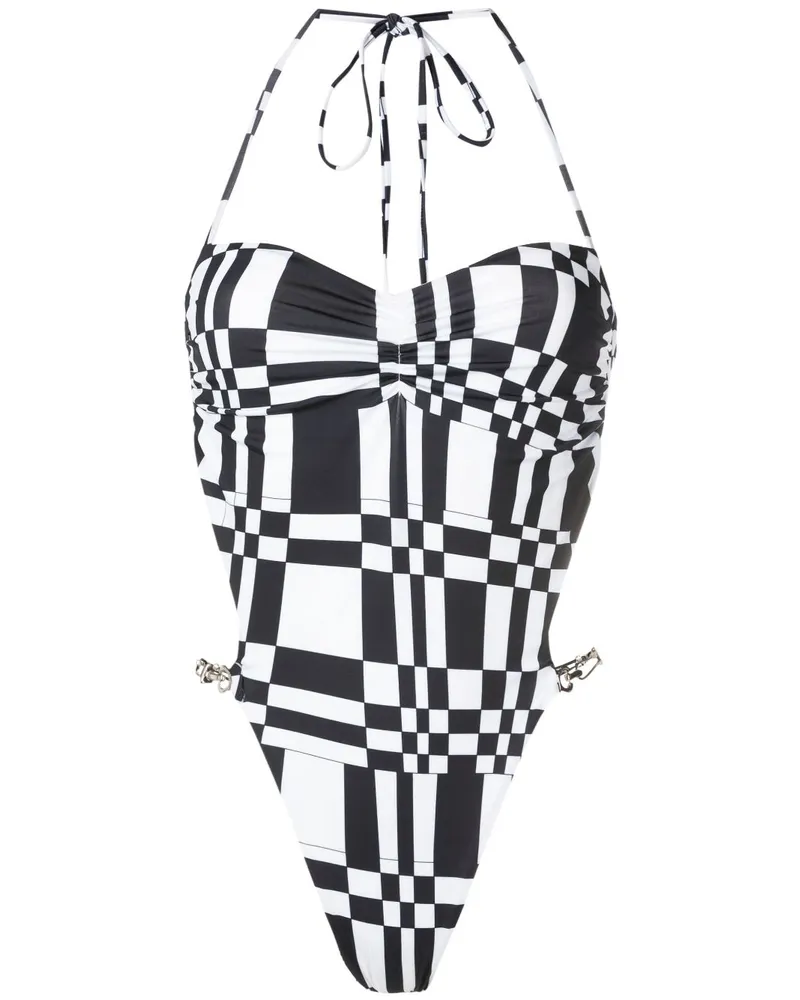 Amir Slama Badeanzug mit geometrischem Print - Schwarz Schwarz