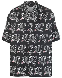 Moncler Bowlinghemd mit Logo-Print Schwarz