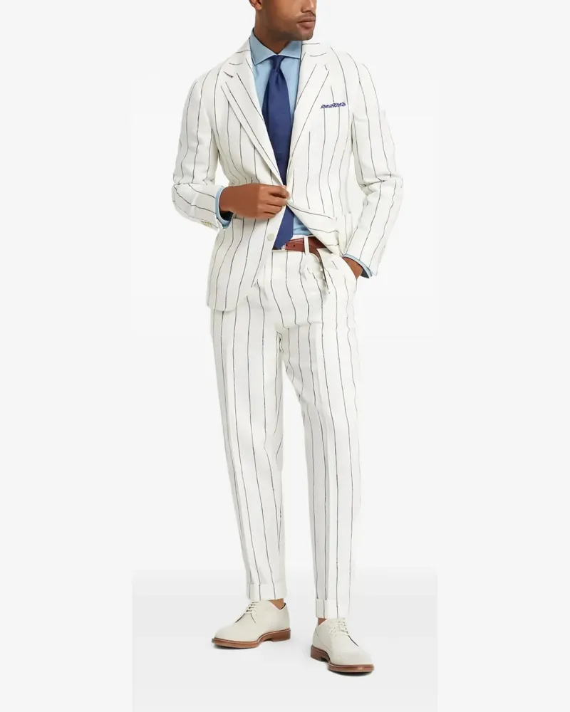 Brunello Cucinelli Leinenanzug mit Nadelstreifen-Print - Weiß Weiß