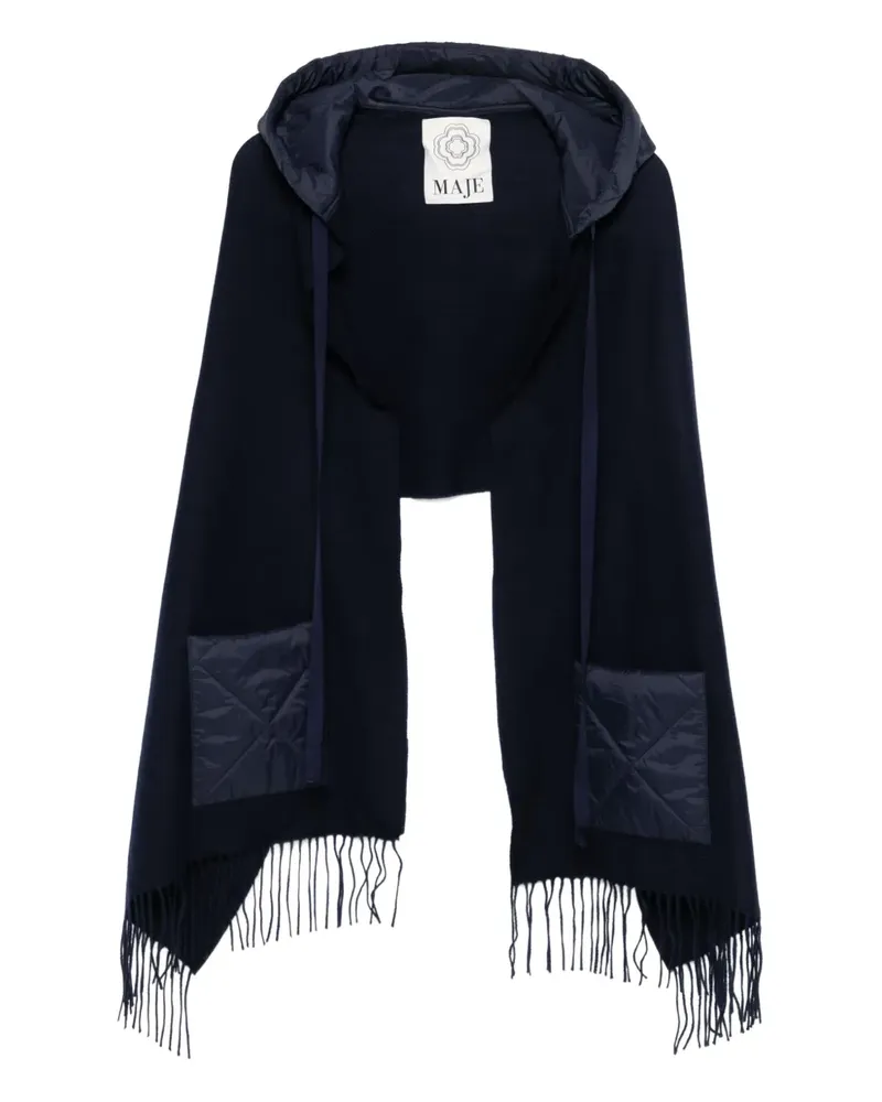 Maje Gesteppter Poncho mit Kapuze - Blau Blau