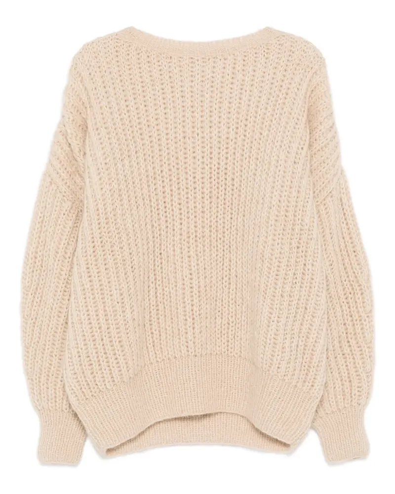 MAIAMI Gerippter Pullover mit Ballonärmeln - Nude Nude