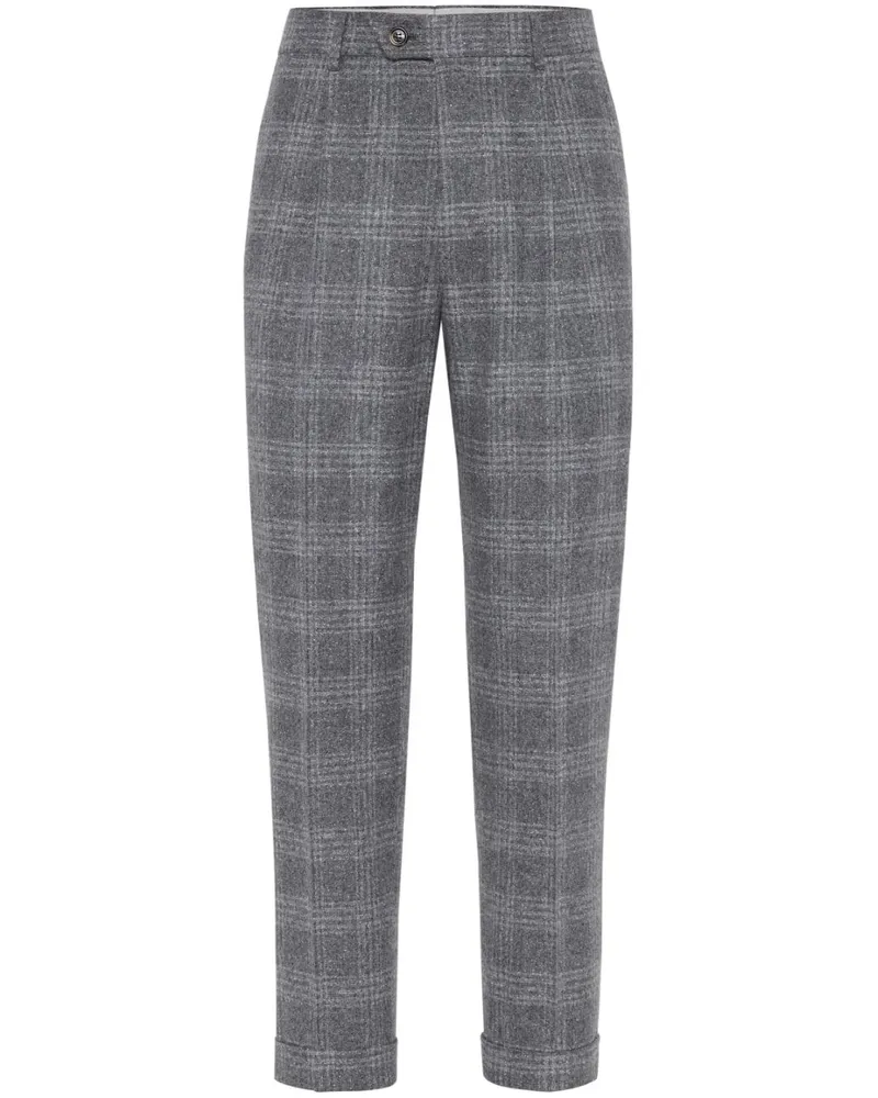 Brunello Cucinelli Klassische Hose mit Karomuster - Grau Grau