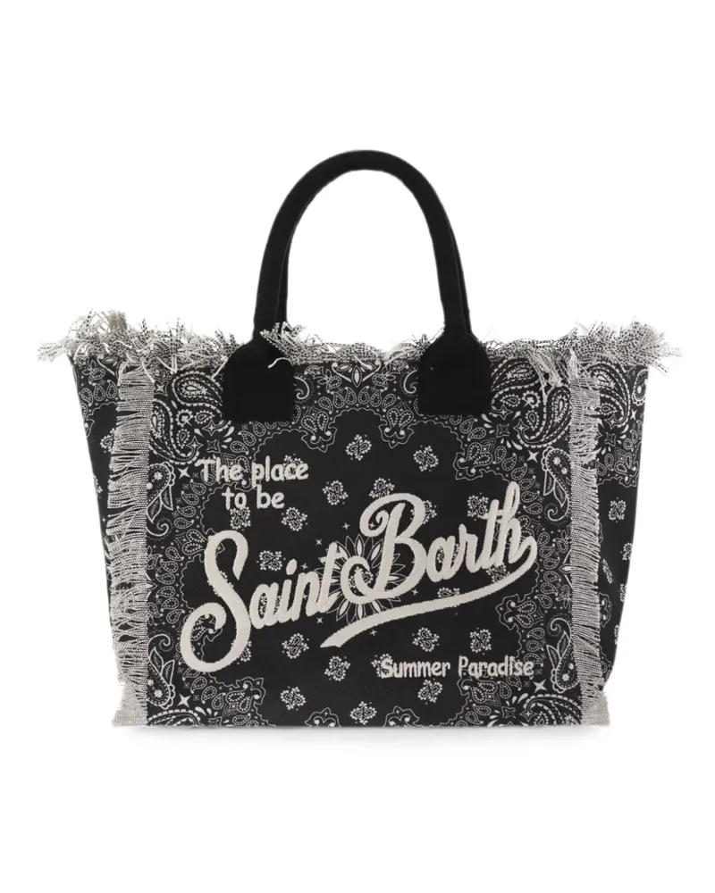 MC2 Saint Barth bandana-print fringed tote bag - Schwarz Schwarz