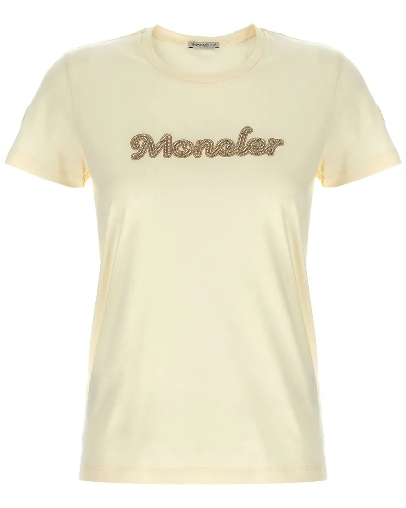 Moncler T-Shirt mit Logo-Stickerei - Weiß Weiß
