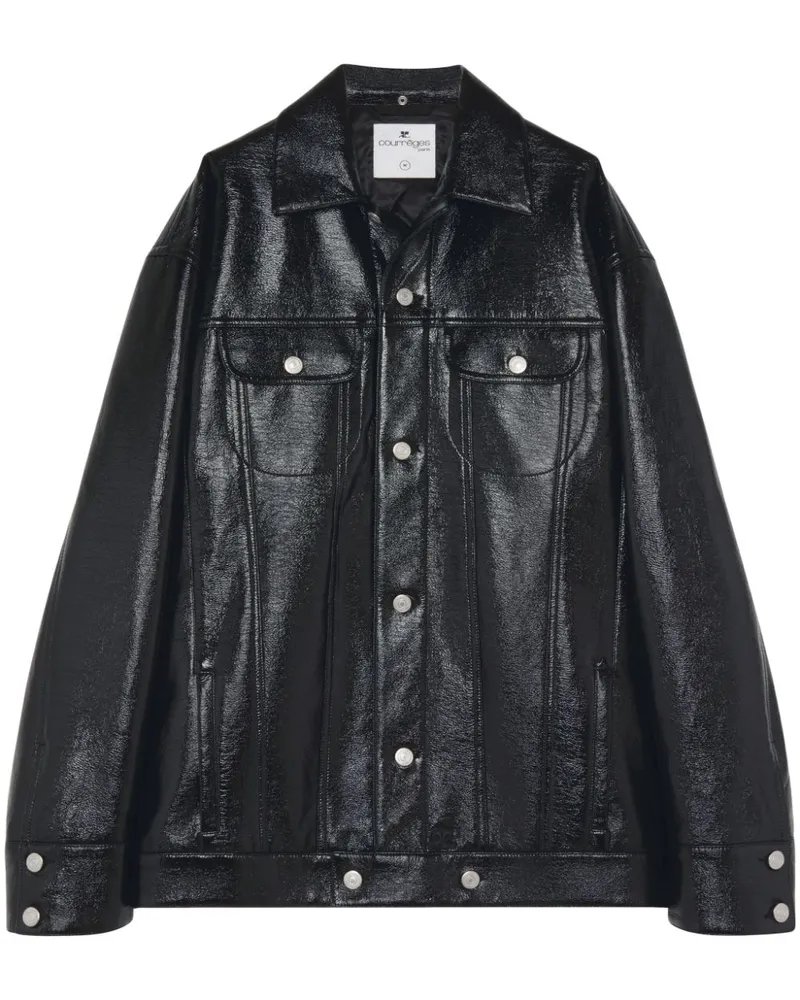 Courrèges Bikerjacke mit Glanzoptik - Schwarz Schwarz