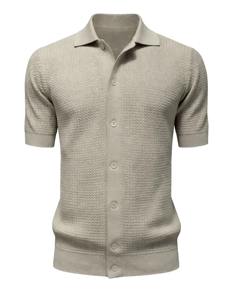Filippo de Laurentiis textured short-sleeve cotton shirt - Nude Nude